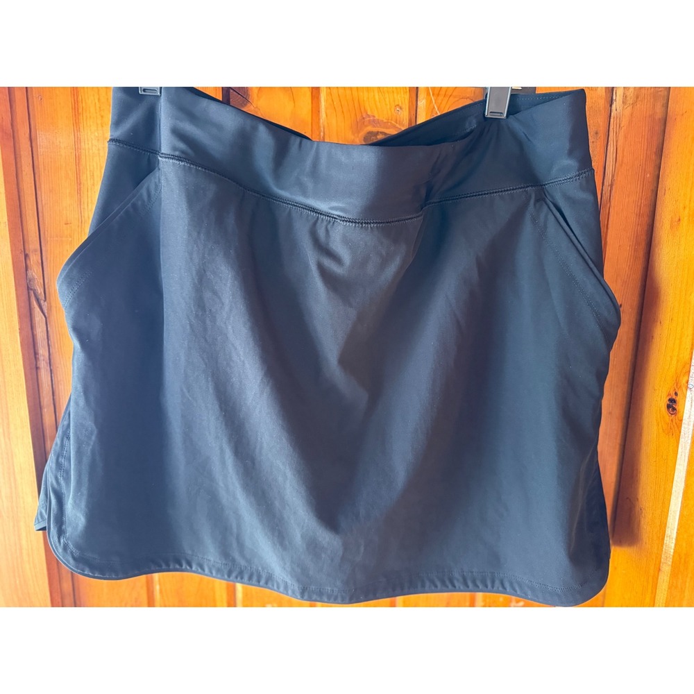 Lands End Womens Black Active Skort Built-In Shorts Size 16 Performance Skirt